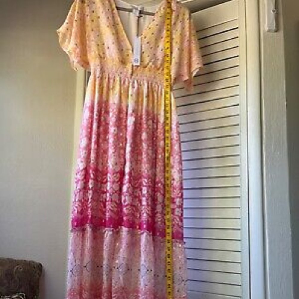 House of Harlow 1960 Polyester Maxi Pastels Bohemian XS NWT subtle gold accents
